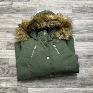 LIVE JUSTICE Full Zip & Snap Green Hooded Parka Jacket Girl's Size 8